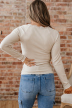 Pearl Sleeve Ribbed top Long Sleeve Top