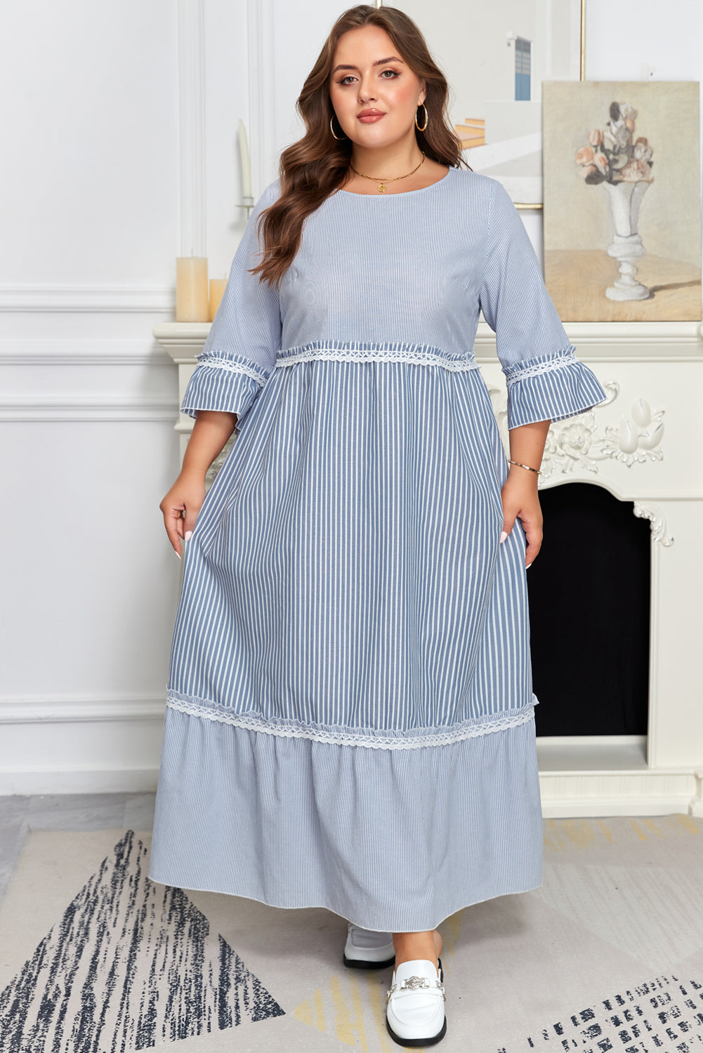 Amy Patchwork Shift Long PLUS Dress