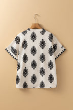 Short Sleeve V Neck Blouse