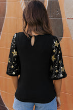 Lara Splicing Half Sleeve Top