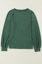 Ava Sleeve Textured Pullover Long Sleeve Top