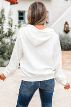 Magnolia Cable Lattice Texture Kangaroo Pocket Hoodie