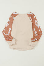 Mila Western Print Patch Long Sleeve Top