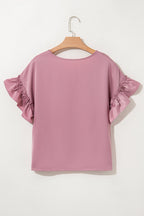 Ruth Satin Ruffle Sleeve Top