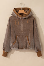 Abigail Kangaroo Drawstring Corduroy Hoodie