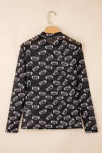Maci Rugby Mesh Sheer Long Sleeve Top