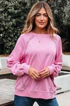 Lilah Lace Patched Raglan Sleeve Loose Fit Sweatshirt