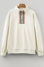 Felitina Patchwork Zip Collar Pullover