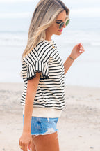 Naya Scallop Lace Trim Ruffle Short Sleeves Top