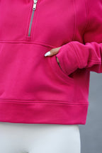 Rosie Half Zipper Pocket Pullover Hoodie