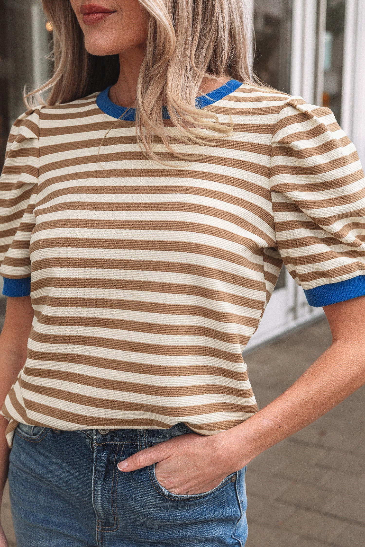 Elora Sleeve Contrast Trim Tee