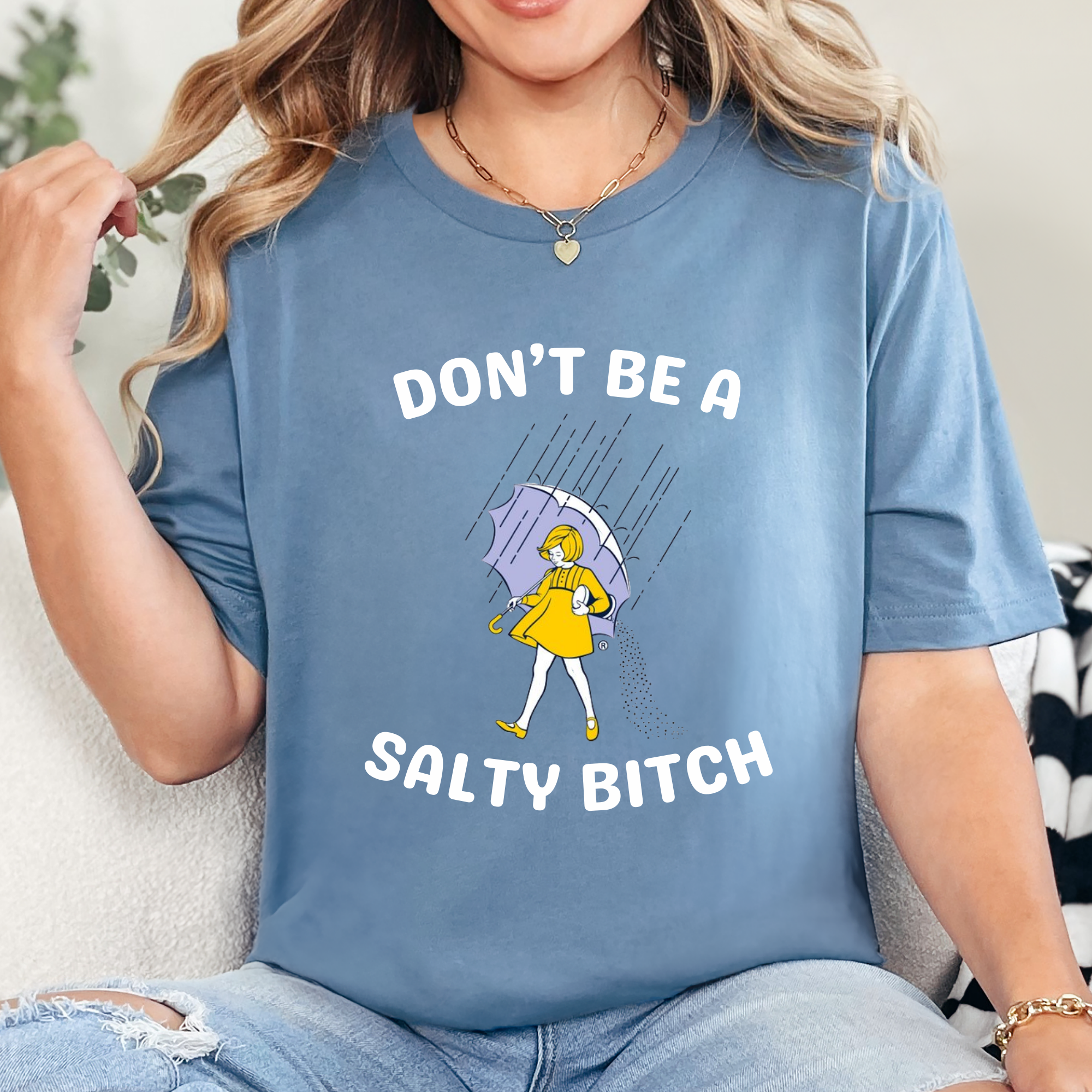 Wholesale Salty *itch Girl Graphic Tee - Steel Blue Tee
