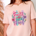 Wholesale Faith Over Fear Purple Graphic Tee - Peach