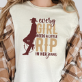 Wholesale A Little Rip in her Jeans Graphic Tee - Natural