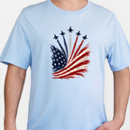 Wholesale Flag with Jets Graphic Tee - Baby Blue Tee