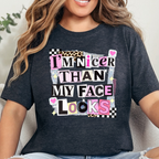 Wholesale I'm Nicer Than My Face Graphic Tee - Dark Grey Heather Tee