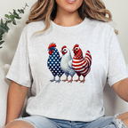 Wholesale Patriotic Chickens Graphic Tee - Ash Tee