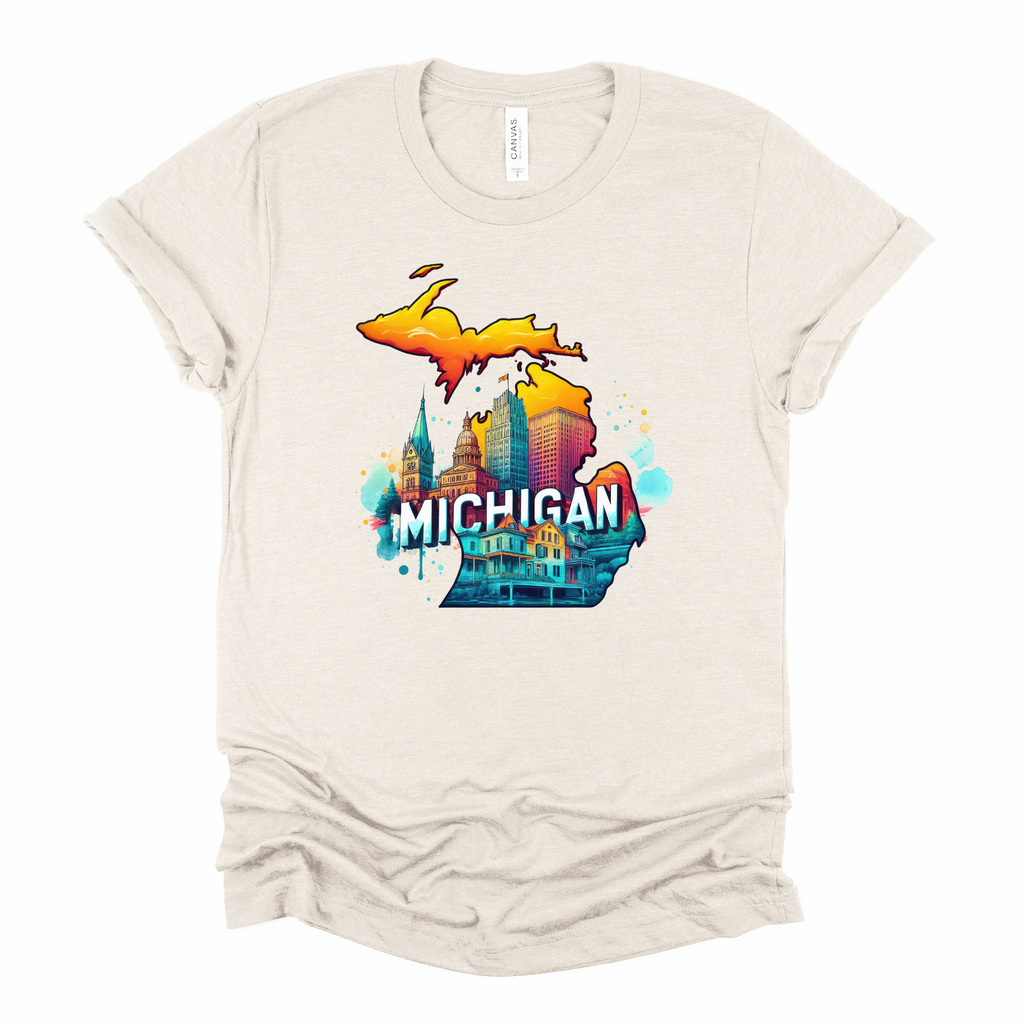 Wholesale Retro States Graphic Tee - Heather Dust Tee