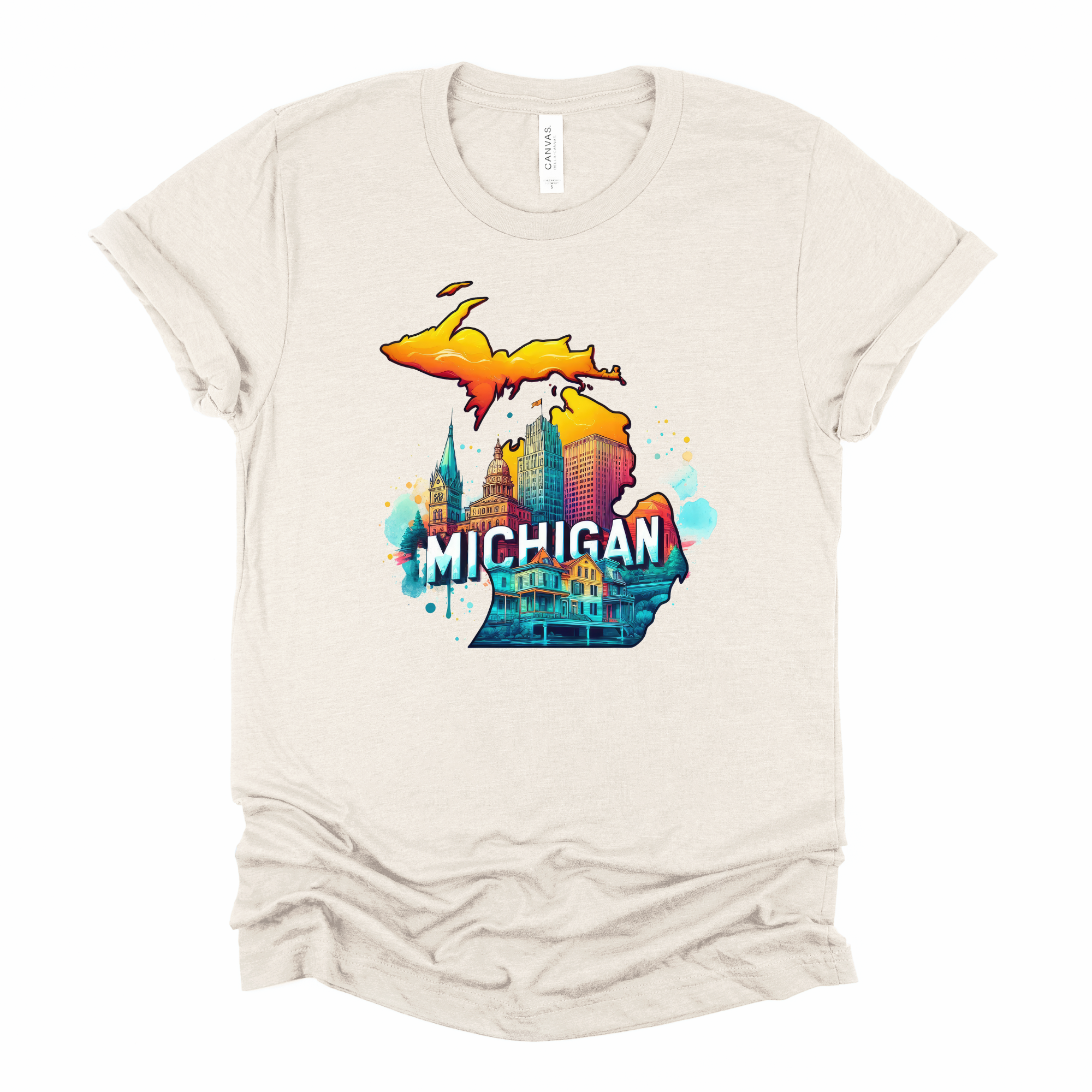 Wholesale Retro States Graphic Tee - Heather Dust Tee