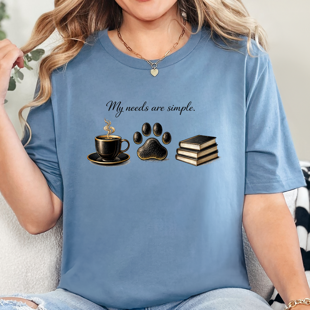 Wholesale My Needs are Simple Graphic Tee - Steel Blue Tee