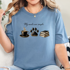 Wholesale My Needs are Simple Graphic Tee - Steel Blue Tee