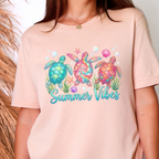 Wholesale Summer Vibes Sea Turtles Graphic Tee - Peach Tee