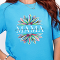 Wholesale Custom Floral Mama with Names Graphic Tee - Heather Aqua Tee