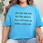 Wholesale Life Advice, New Cat Graphic Tee - Sapphire