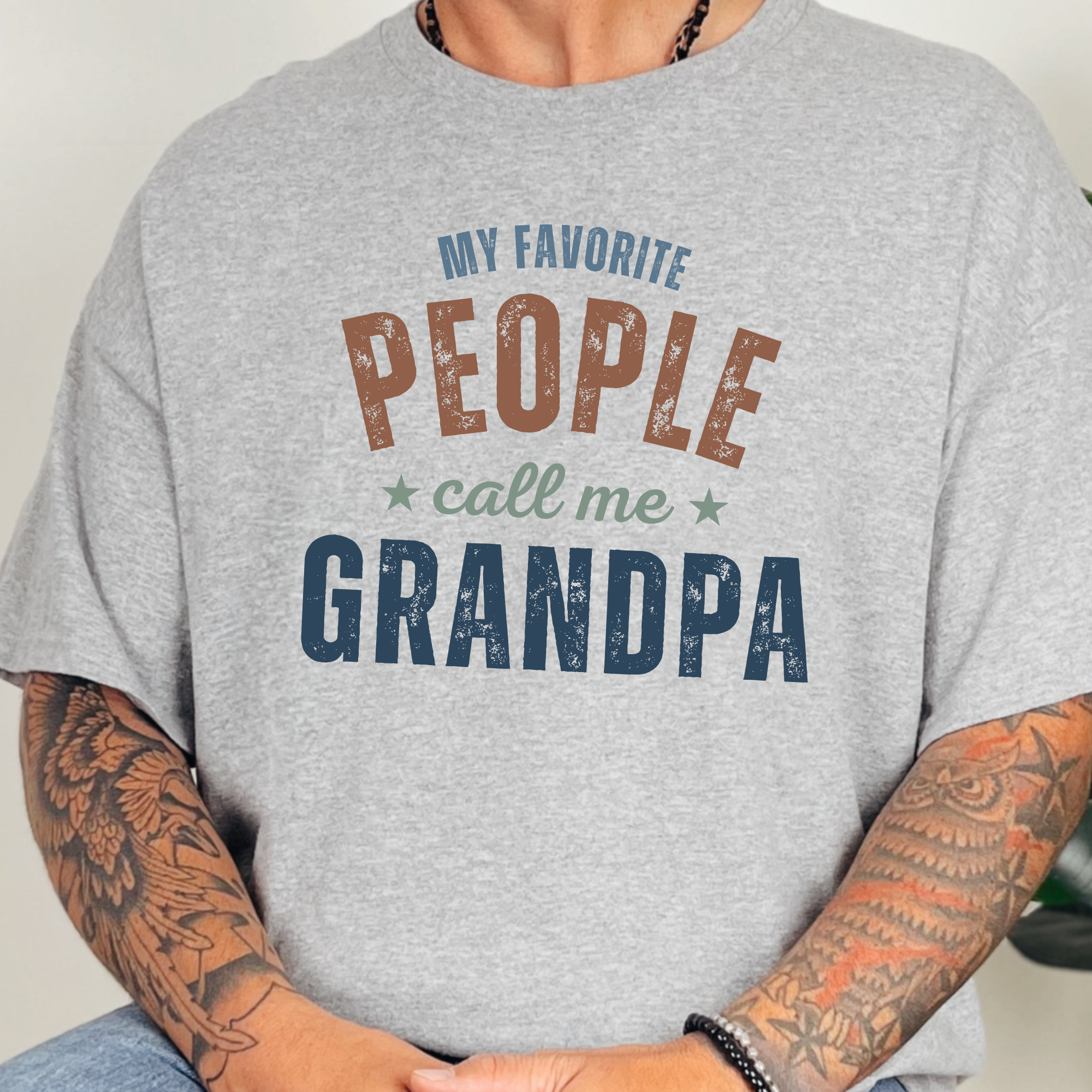 Wholesale Custom My Favorite People Graphic Tee - Grey Tee