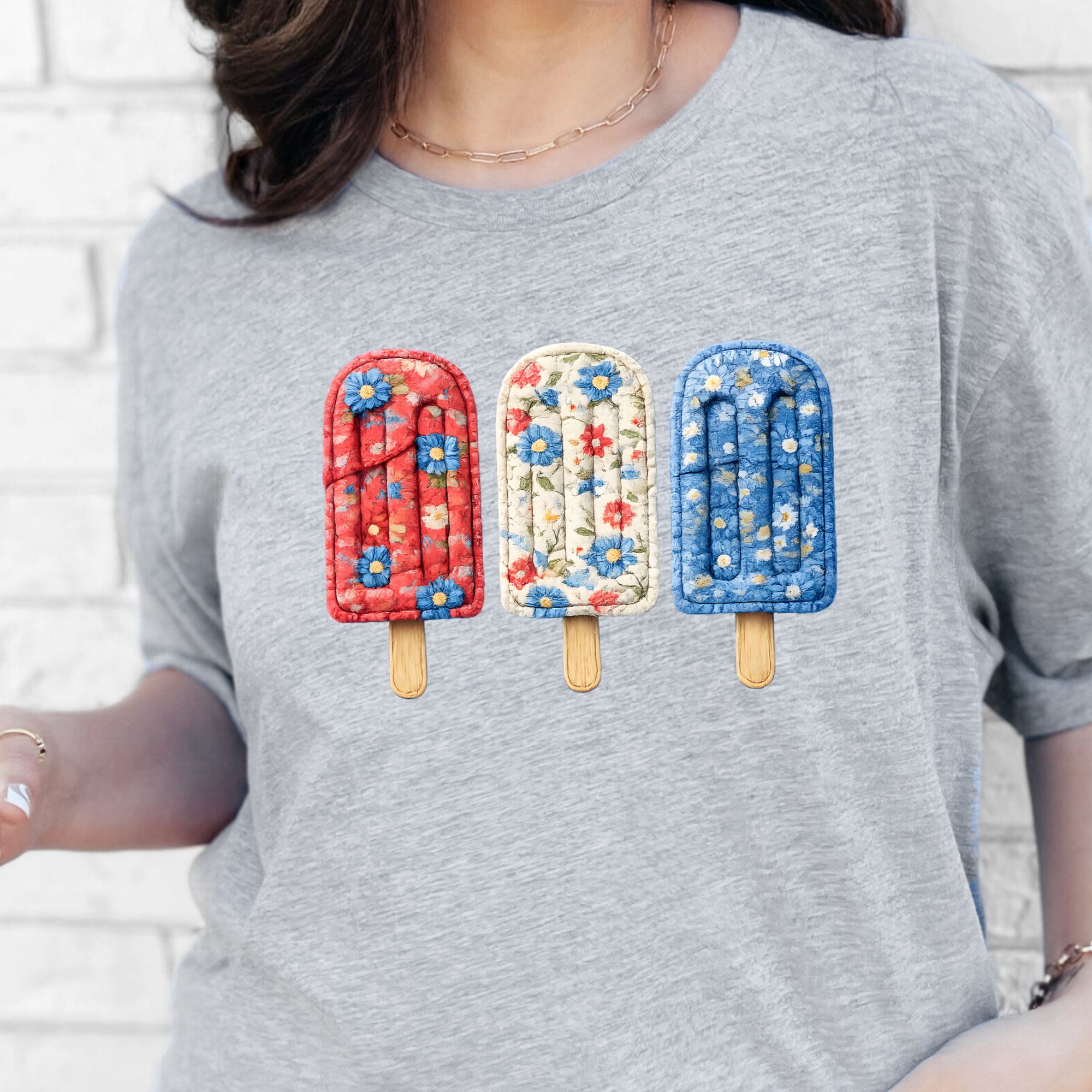 Wholesale 4th of July Popsicle Graphic Tee - Grey Tee