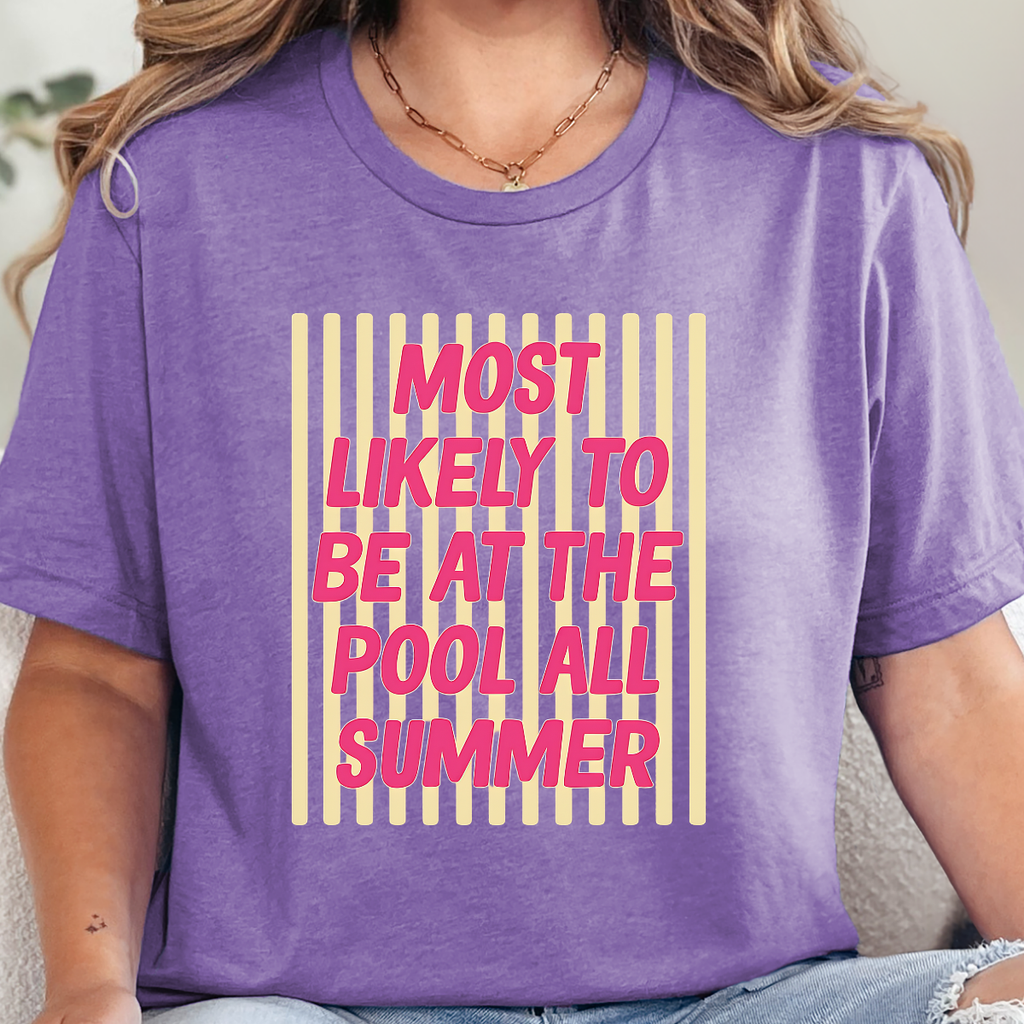 Wholesale Pool All Summer Graphic Tee - Heather Team Purple Tee
