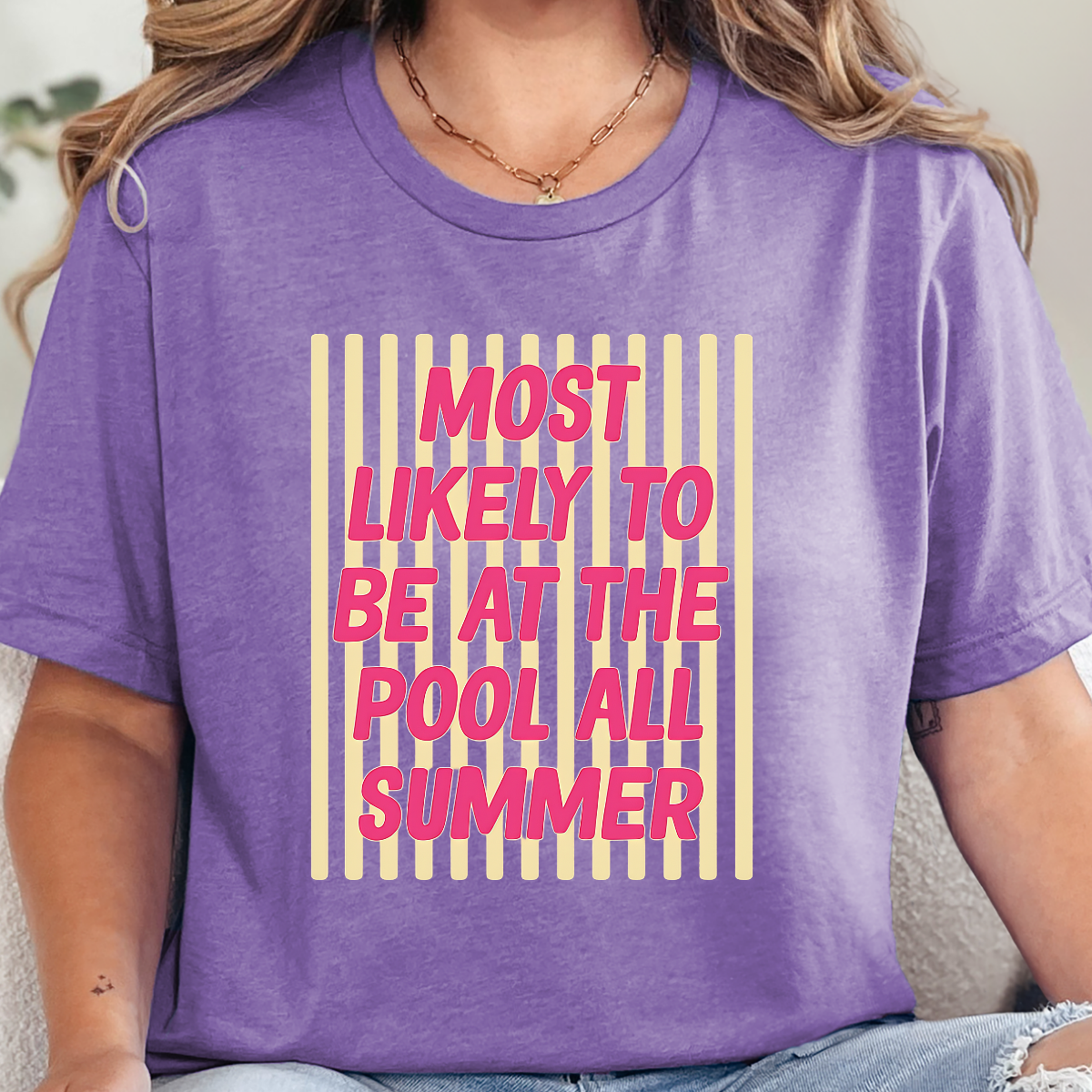 Wholesale Pool All Summer Graphic Tee - Heather Team Purple Tee