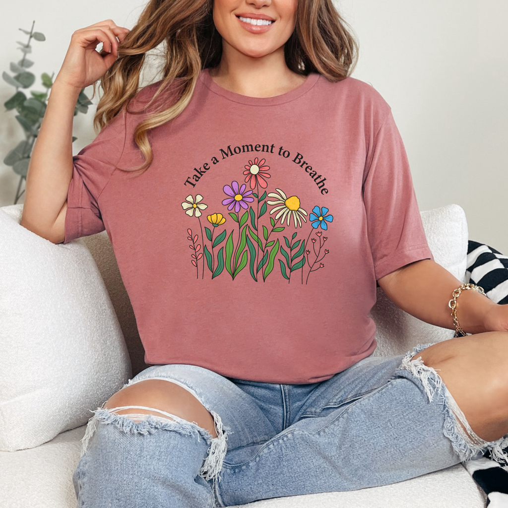 Wholesale Take A Moment To Breathe Graphic Tee - Mauve Tee