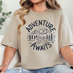 Wholesale Adventure Awaits Graphic Tee - Tan