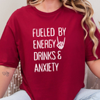 Wholesale Fueled By Energy Drinks Graphic Tee - Cardinal Red Tee