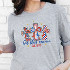 Wholesale Patriotic Cross Graphic Tee - Grey Tee