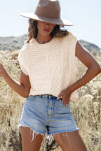 Madelyn Cable Knit Dolman Armholes Sweater Tank