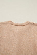 Yamileth Oatmeal Ruffle Trim Sweater