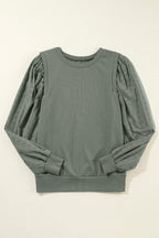 Valerie Solid Patchwork Sleeve Sweatshirt