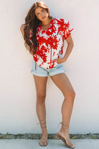 Zoya Tiered Ruffled Sleeve V Neck Blouse