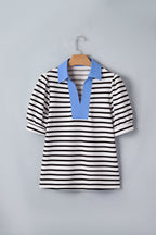 Lina Block Polo Collar Blouse