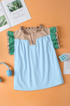 Maci Ruffled Sleeve Frill V Neck Blouse