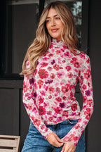 Rosalie Floral Long Sleeve Slim Fit Mesh Top