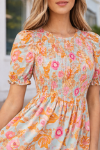 Wynter Smocked Flowy Ruffle Dress