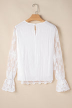Tassa Mesh Flounce Sleeve Blouse