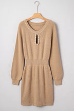 Zariah Embellished Keyhole Ribbed Sweater