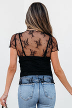 Ensley Sheer Mesh Short Sleeve Blouse