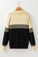 Isabella Colorblock Stripe Collared Sweater