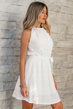 Reyna Lace Sleeveless Knot Back Mini Dress