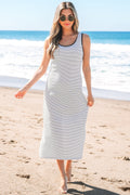 Hana Stripe Criss Cross Slim Fit Midi Dress